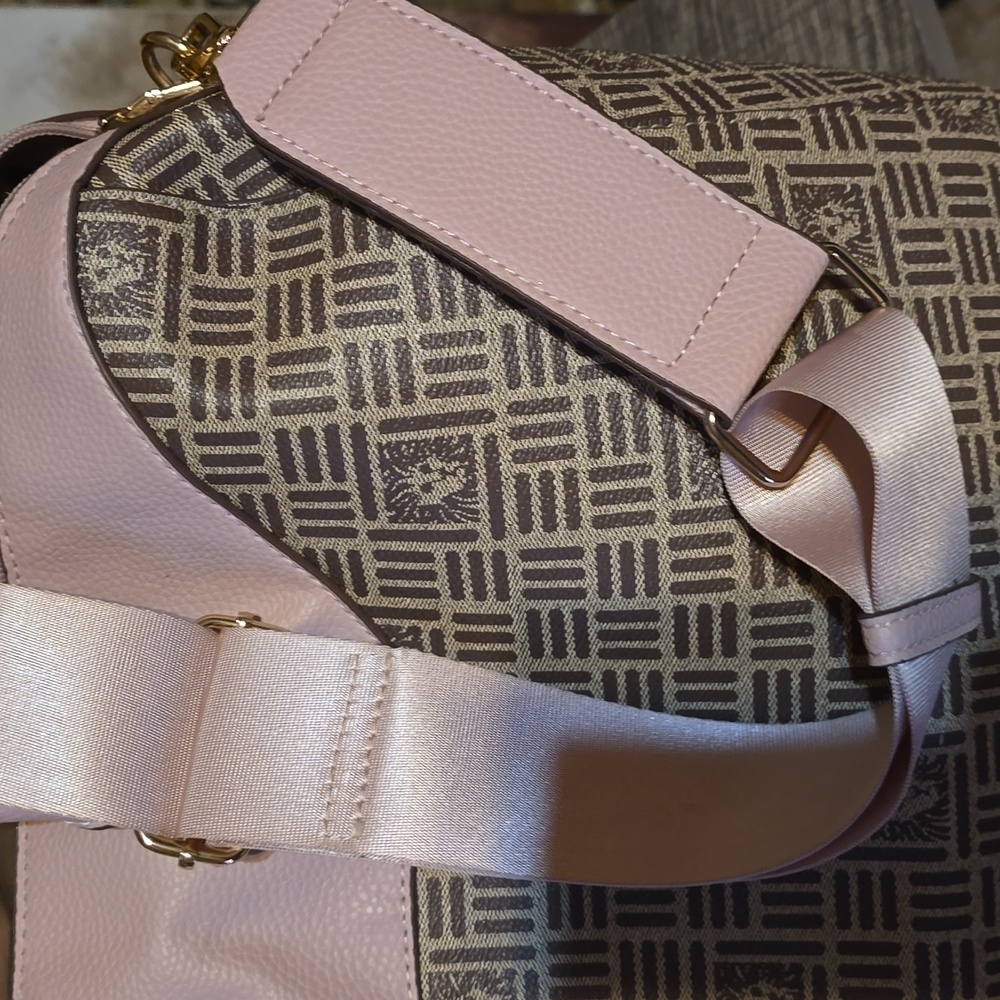 Anne Klein Elegant Pink and Brown Women's Overnight Bag - Picture 3 of 6